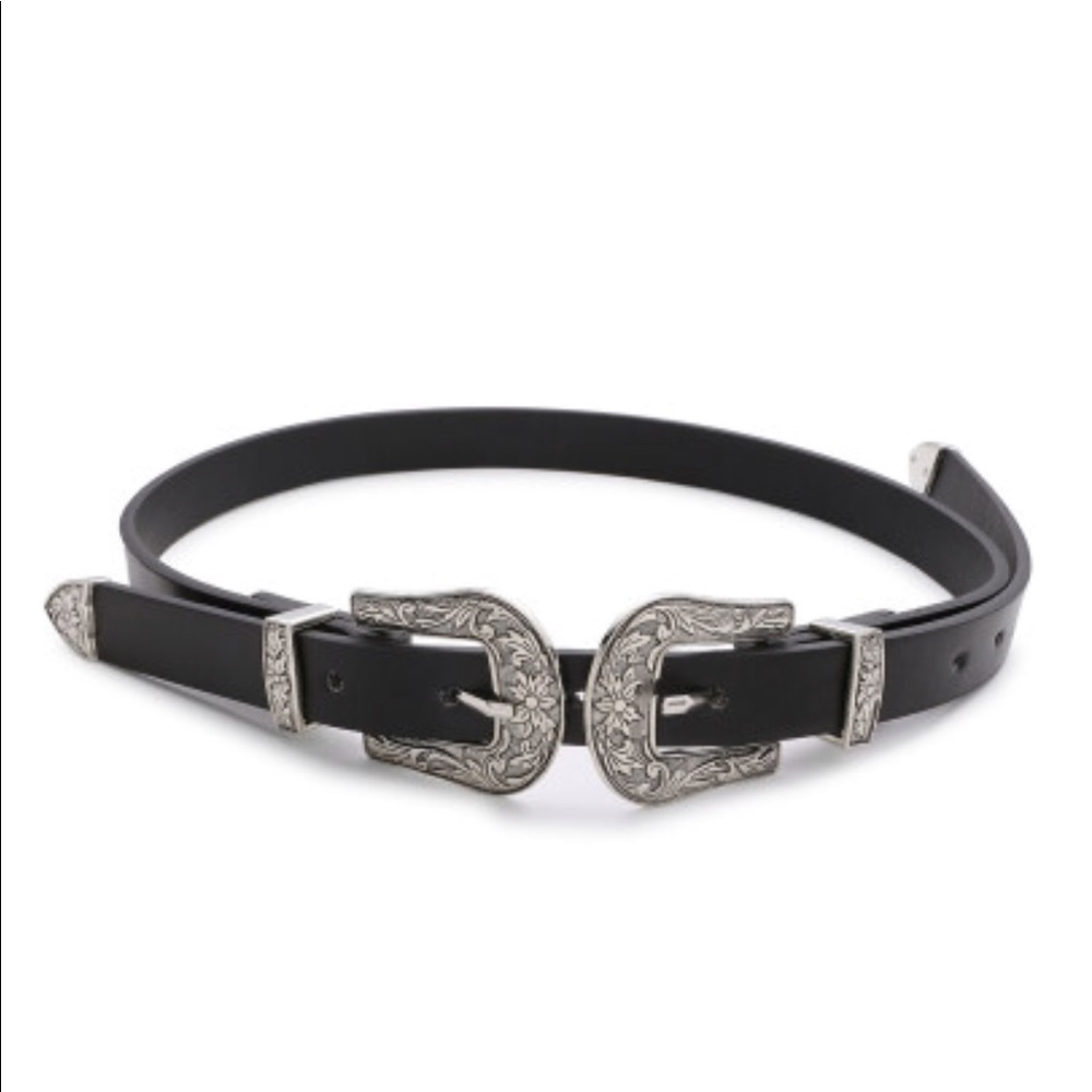 Double buckle western belt